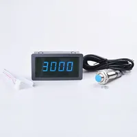 4-digital merah hijau biru LED pengukur kecepatan RPM Tachometer Hall Sensor jarak pengukuran 10-6. 9999RPM DC 8-15V rentang speedo
