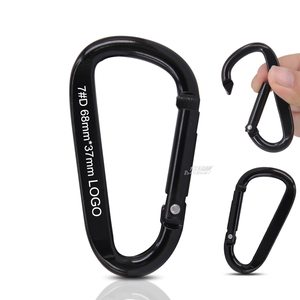 Logo personalizzato 7 # D a forma di lega di alluminio in metallo nero a scatto piatto Clip 68*37mm portachiavi moschettone per l'industria pesante - Product Image 1