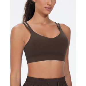 Sujetador deportivo con doble tirante tipo espagueti para mujer, acolchado y con soporte, con tirantes para gimnasio, entrenamiento y fitness. - Product Image 3