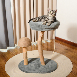 Arbre à chat monobloc en bois massif naturel, avec griffoir et nid, pour petits chats, vente en gros et sur mesure - Product Image 3