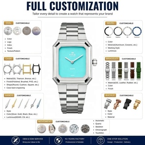 Montres pour hommes OEM ODM MIyota minimalistes bleu clair carrées, style business, 35 mm, luxe, acier inoxydable, quartz, vente en gros - Product Image 2