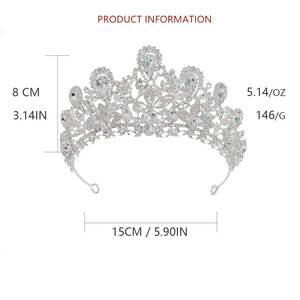 มงกุฎคริสตัลสี<span class=keywords><strong>ขาว</strong></span>ประดับเพชรแบบ QS Cross-border สำหรับงานแต่งงาน เครื่องประดับผมสำหรับเจ้าสาวในพิธีบรรลุนิติภาวะ - Product Image 3