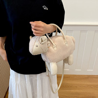 Sac à main en forme d'agneau au design créatif, sac à bandoulière en peluche mignon et tendance, sac à bandoulière décontracté et polyvalent en forme d'animal