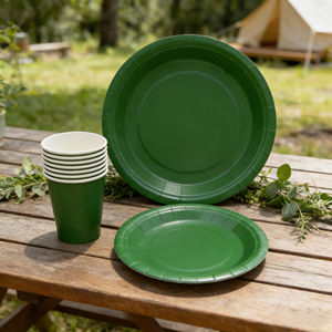 DAMAI - Vajilla de Papel de Color Sólido para Fiestas, Juego de Vajilla Desechable de Color Liso, Platos de 7 y 9 Pulgadas, Vasos de Papel, Servilletas - Product Image 3
