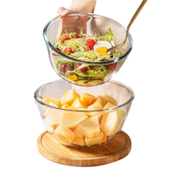Ensemble de bols mélangeurs et saladiers en verre borosilicate transparent épais de grande taille, résistants au micro-ondes, pour la vente en gros, avec coffret cadeau professionnel