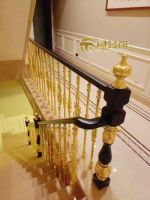 Rampe d'escalier en alliage d'aluminium Copper Mansion Guangdong Foshan, usage intérieur, luxe léger, villa, modèle 888 finement sculpté
