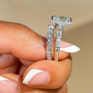 CHANG LAI 3ct cincin tunangan pernikahan tunangan, cincin Lab berlian zamrud Cemerlang <span class=keywords><strong>Platinum</strong></span> emas putih untuk wanita - Product Image 4