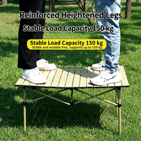 Tables et chaises pliantes d'extérieur, durables, légères, en alliage d'aluminium, coussin imperméable, tables de jardin de style campagnard pour le camping et les pique-niques