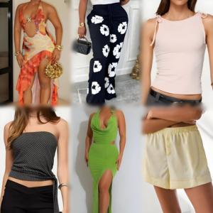 Conjunto de Ropa Casual de Verano para Mujer con Pantalones Anchos, Tops Cortos y Minifaldas, Estilos Variados, Talla Única, Poliéster/Algodón para Adultos - Product Image 6