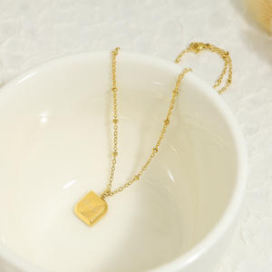 Collar y colgantes de acero inoxidable Chapado <span class=keywords><strong>en</strong></span> oro de 18 quilates Cubo de azúcar <span class=keywords><strong>Chocolate</strong></span> Joyas cuadradas - Product Image 4