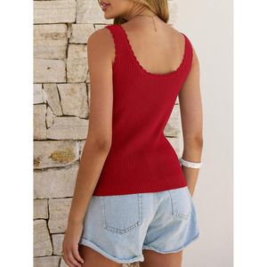 ANRABESS Camisetas sin mangas para mujer, cuello redondo, tejido acanalado, sin mangas, informal, top de verano, ropa transpirable para vacaciones en la playa - Product Image 5