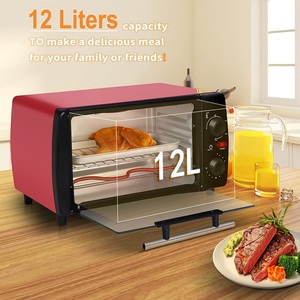 Minihorno eléctrico <span class=keywords><strong>de</strong></span> 12 <span class=keywords><strong>litros</strong></span>, <span class=keywords><strong>horno</strong></span> eléctrico <span class=keywords><strong>de</strong></span> color rojo con bandeja para hornear y temporizador <span class=keywords><strong>de</strong></span> <span class=keywords><strong>30</strong></span> minutos - Product Image 2