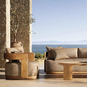 Muebles de Exterior Modernos, Juego de Sofás de Madera para Jardín, Resistentes al Agua, con Brasero, Sofás de Teca para Patio de Hotel, Juego de Sofás de Lujo para Jardín - Product Image 1