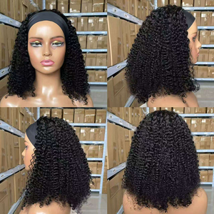 Perruque bandeau bouclée crépue en gros |   <span class=keywords><strong>Cheveux</strong></span> brésiliens Remy à double trame |   Style court sans colle pour femmes - Product Image 2