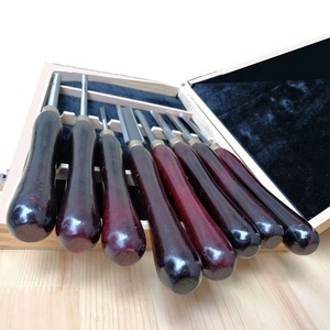Cincel de tallado con mango de haya negro, juego de cinceles de torno de madera, 8 Uds. - Product Image 4