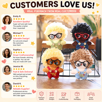 Nouvel Arrivage Porte-clés Peluche Humanoïde Unique et Créative, Figurine Cheveux Bouclés avec Lunettes, Rembourrée en Coton PP Doux, 12 cm, Décoration de Sac