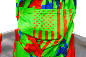 Amerikanischer Stil Hi-Vis Klasse <span class=keywords><strong>3</strong></span> Tarnmuster Reflektierender Sicherheits-Hoodie mit Gesichtsmaske 360 °   Warnschutz-Arbeitshemd - Product Image 3