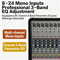 Console de mixage audio DJ 8 canaux RA-8FX avec Bluetooth, USB, 256 effets DSP, alimentation fantôme 48V, mixeur professionnel pour scène