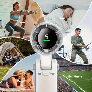 2026 Multi-Functional Handheld 3-In-1 Foldable Neck <b>Desk</b> Fan, Rechargeable Turbo Fan With 180° <b>Rotation</b> - Product Image 6