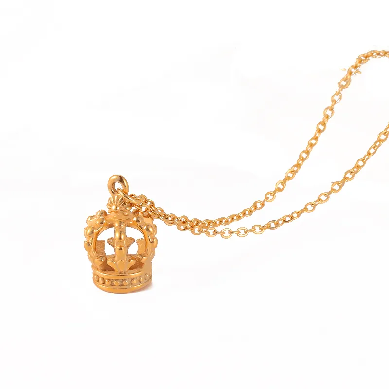 Luxury Queen Princess Jewellery 18k Gold Choker Chain Stainless Steel Ladies Crown Pendant Necklace Women