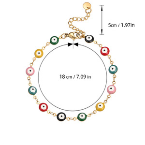 Pulseiras de Olho Turco em Aço Inoxidável Dourado 18k à Prova d'Água para Mulheres, Joias Nazar Boncugu com Contas Azuis - Product Image 2