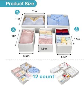 Foldable Fabric Closet Organizers Underwear & Dresser <b>Drawer</b> <b>Dividers</b> Storage Bins for Efficient Organizing of Space - Product Image 2