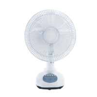 Ventilateur de table solaire numérique moderne 12 pouces DC12V avec lumières LED et panneaux solaires, rechargeable AC/DC, pour camping en extérieur