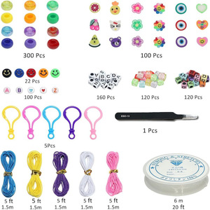 Kit de bijoux DIY en perles d'argile miniatures transfrontalières avec perles alphabet et visage souriant pour la fabrication de colliers et bracelets (7-12 ans) - Product Image 2