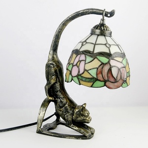 LongHuiJing Creative Cat Tail Pendant Light Tiffany Style Stained Glass Lamp Home <b>Table</b> Lamp Night Light Reading <b>Bedside</b> Lamp - Product Image 3