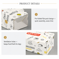 Caja para Pollo Frito Personalizada, Resistente al Aceite, Desechable, para Comida Rápida para Llevar