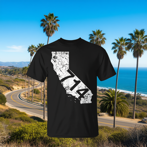 Camiseta con el código de área 714 de California, negra, unisex, cuello redondo, manga corta, diseño promocional - Product Image 3