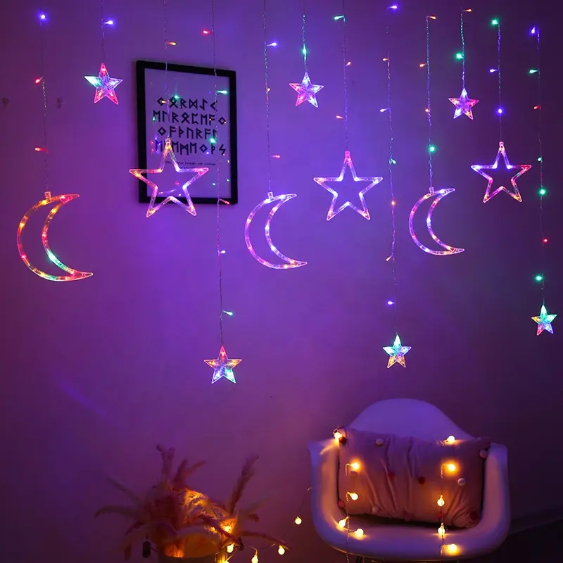 New Hot Sale Star Vorhang Licht Outdoor Weihnachts wand Fenster Vorhang String Dekoration LED-Leuchten für zu Hause
