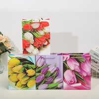 Mini sacs en papier bleus de luxe pour emballage, avec logo personnalisé imprimé, pour boutiques, shopping, fleurs, mères, lys, roses, tulipes