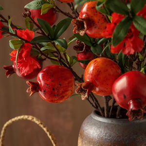 Faux fruit de grenade et de kaki Longstar, branche fleurie réaliste, arrangement Ruyi, plastique résistant à l'eau, pour intérieur - Product Image 5