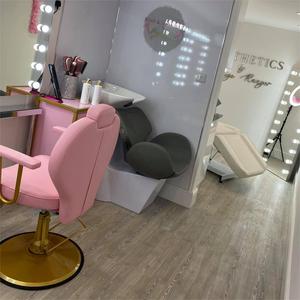 Sillón de Barbería de Cuero Elegante y Moderno con Base Dorada, Altura Ajustable, Tapizado, para Uso Comercial - Product Image 3