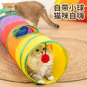 Túnel portátil dobrável para animais de estimação, brinquedo interativo para cachorros, interior e exterior