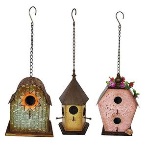 Paese in stile casetta in metallo per uccelli scatola di nidificazione per appendere in giardino balcone fattoria o Villa decorativo uccelli case - Product Image 1