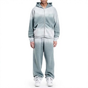 Survêtement à capuche pour homme, manches longues, cordon de serrage, uni, décontracté, respirant, 100% coton, coupe régulière, léger, poches latérales - Product Image 1
