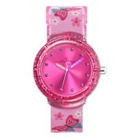 Montre à quartz pour enfants OEM/ODM avec bracelet en ruban, boîtier en PC, résistance à l'eau 3 BAR, résistance aux chocs, cadran à aiguilles, fermoir à boucle
