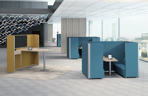 Poste de travail de bureau modulaire convertible en bois moderne avec cloison en panneaux alvéolaires, 8 places/personnes, configurations de 2 à 6 places - Product Image 5