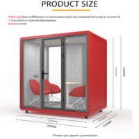 Cabina de Reuniones Acústica Moderna Insonorizada para Oficina, Hotel y Hogar, Estructura de Aleación de Aluminio, Diseño Modular, Capacidad para 4 Personas