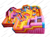 Parc de jeux gonflable intérieur et extérieur, château gonflable avec toboggan, structure d'obstacles gonflable, aire de jeux gonflable