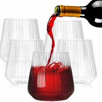 Gobelet en plastique PET rayé de 12 oz, transparent, pour vin rouge, résistant aux chutes et aux dommages, en forme d'œuf