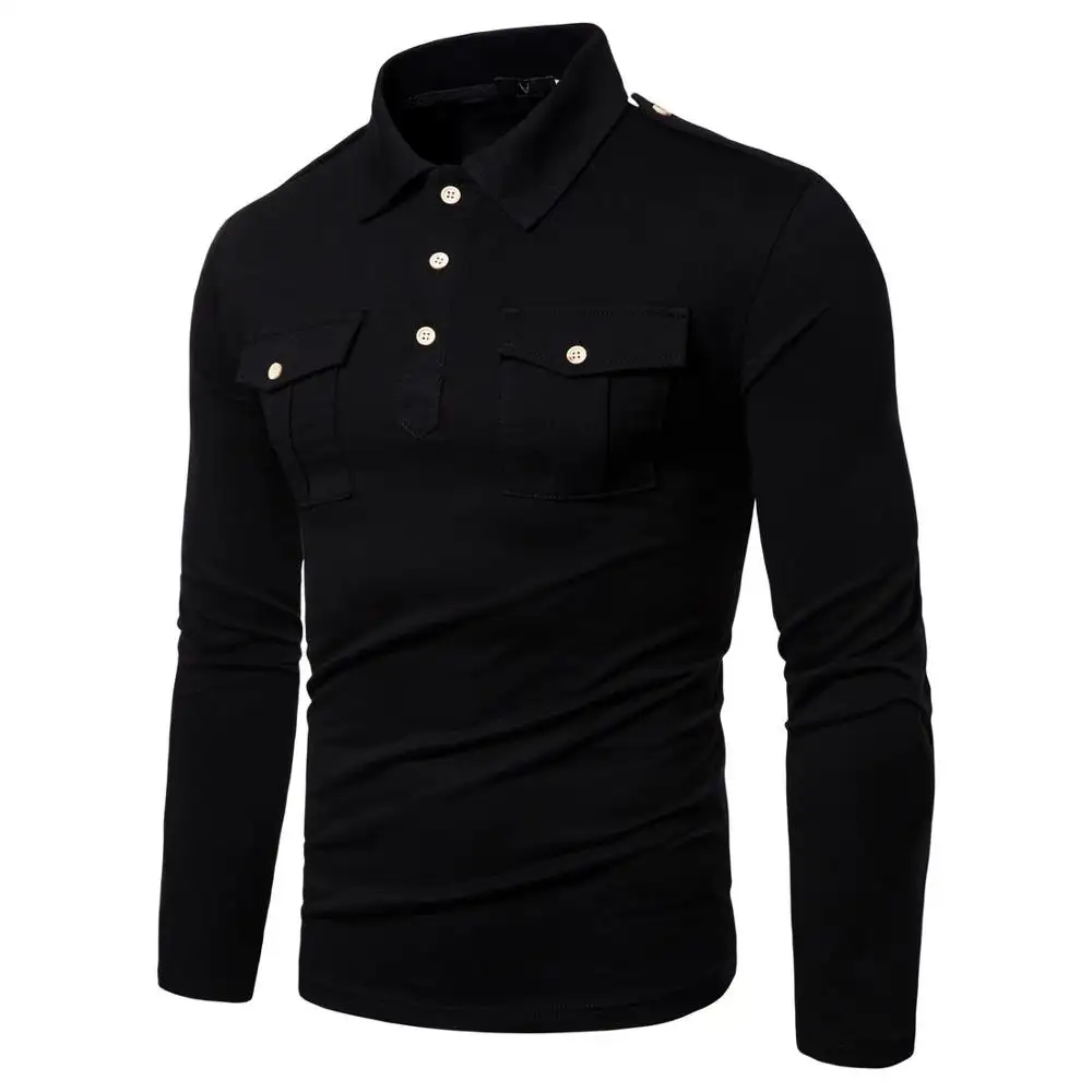 high quality mens t-shirts long sleeve mens t shirts Solid Color polo shirt men without logo polo