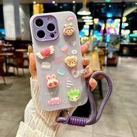 Étui de téléphone en silicone avec support en forme de beignet mignon avec design antichoc et style de sac à soda pour 17/16/15 Pro Max/14