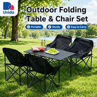 Ensemble table et chaises pliantes d'extérieur portables avec 4 chaises de camping et sac de transport pour pique-nique et voyage