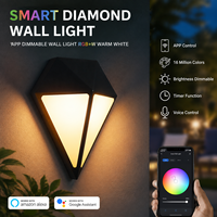 Lampe murale carrée LED solaire intelligente RGB, étanche IP65, en aluminium, contrôlée par application, économie d'énergie, lampe décorative pour jardin