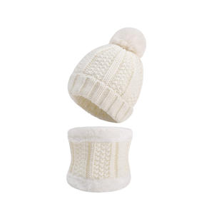 F0379 niños invierno sombrero y bufanda conjuntos de bebé de punto sombrero pompones sombreros gorras bufandas niños <span class=keywords><strong>Crochet</strong></span> sombreros - Product Image 3