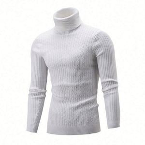 Autumn <b>Men</b> <b>Turtleneck</b> Knitted Quick Dry Nylon/Acrylic Solid Full Sleeve Front Logo Sweater Casual Warm Undershirt Pullover - Product Image 5