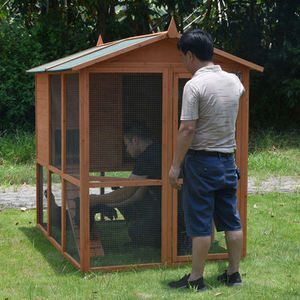 บ้านกระต่ายหรูหราสำหรับสัตว์เลี้ยงขนาดเล็กและแมว บ้านสัตว์เลี้ยงไม้เนื้อแข็งพร้อมประตูระบายอากาศ ถาดที่ถอดออกได้สำหรับใช้งานกลางแจ้ง - Product Image 3